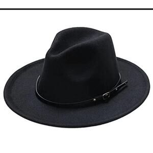 Panama Hat Wide Brim Boys Girls Jazz Fedora Cap Black